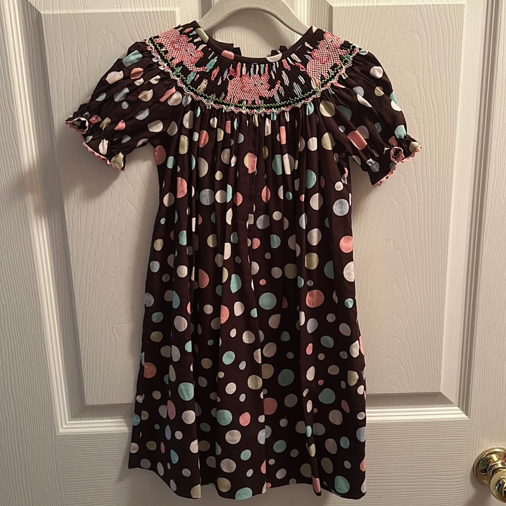 Pink Elephant Smocked Dress